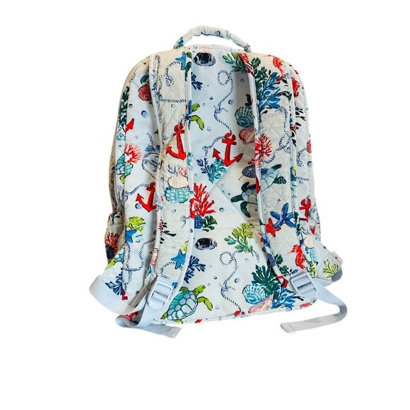 Vera Bradley Sea Life Quilted Backpack Coral Turtle Seahorse Ocean Print Bag - Picture 6 of 16